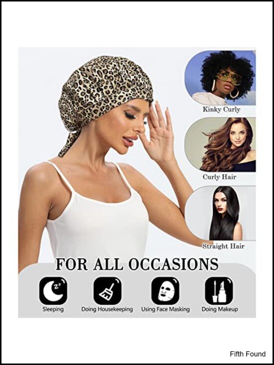Mulberry Silk Double Layer Sleep Cap Adjustable Tie Bonnet main image 5